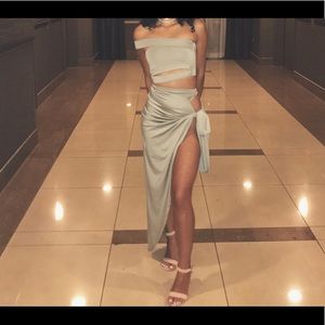 OhPolly 2 Piece Green Khaki Skirt Set